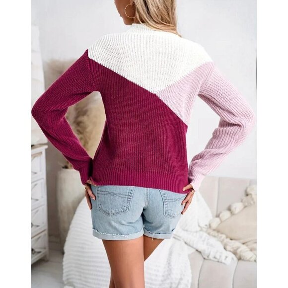 Casual Geometric Pattern Crew Neck Pullover - Picture 3 of 4